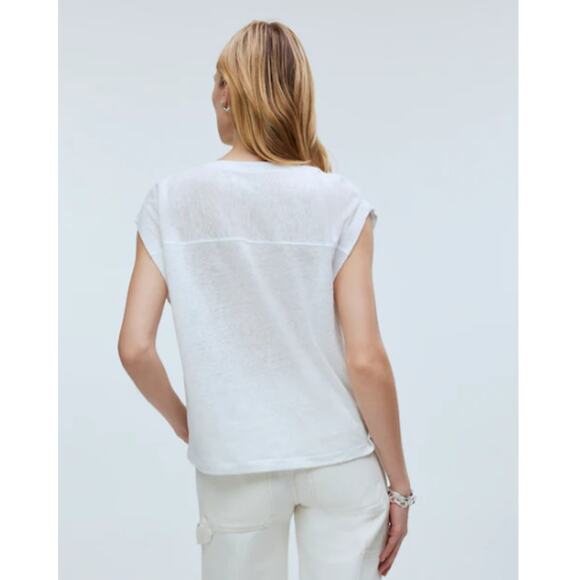 Madewell Eyelet White Relaxed V-Neck Tee Size Small - Picture 2 of 11